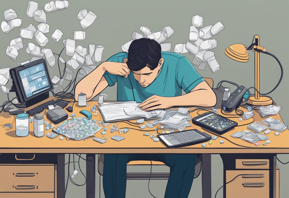 Kräutertees und natürliche Nahrungsergänzungsmittel zur Behandlung von Angst und Stress auf einem Tisch